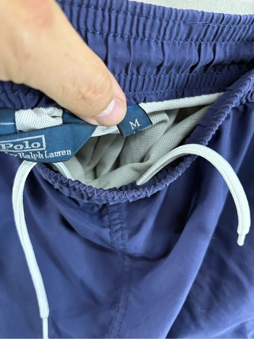 Vintage Polo Ralph Lauren Nylon Swimming Lined Trunks Shorts Navy Mens Size M
